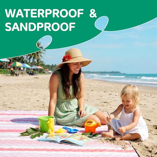 Waterproof Beach Blanket Picnic Outdoor Camping Mat Teen Teenage Tween Sweet Girl Birthday Kid Young Women Daughter Goddaughter College Students 8 9 10 12 13 14 16 17 19 Year Old Pink - color: Multi Pink