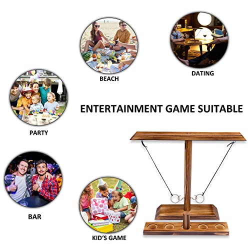 Ring Toss Games for Adults, Indoor Outdoor Yard Games, Patio Decor, Wooden Hook and Ring Game for Bars, Home, Party - color: Large Size- 15.7" X 13"Light Brown