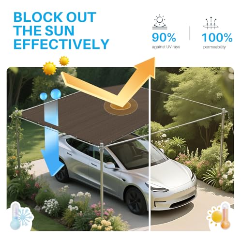 Patio Paradise 5' x 14' Sun Shade Cloth with Grommets Rectangle Shade Sail Straight Edge, Outdoor Patio Shade Canopy Pergola Cover UV Block Fabric for Backyard Deck Garden Activities, Brown