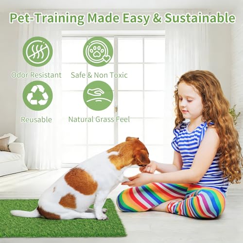 30 x 20 inches 2 Pack Fake Grass Pee for Dogs Artificial Grass Rug Pad for Puppy Potty Washable Grass Mat for Pet Training with Drainage Hole - size: 30 x 30 Inch (Pack of 2)