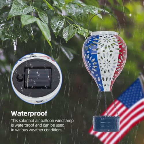 Solar Hot Air Balloon Lantern,Hanging Lantern Outdoor Waterproof Decorative Metal LED Solar Lights for Trees Patio Garden Yard Porch Decor, Flag - style: Flag
