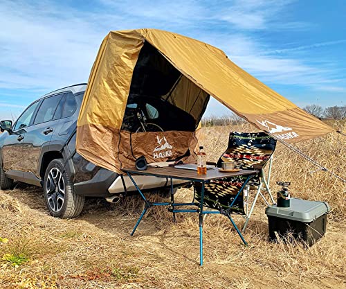 Hasika SUV Tailgate Tent - 2 Person Car Camping Awning, 3000mm Waterproof & UPF 50+ -Portable Hatchback Tent for Couples & Pet Owners, 2-Min Setup Road Trip Essentials Yellow - size: Small