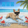Vagascape Dog Cooling Mat New 5.0 Version Built-in Ice Pack, Long-Lasting Cool 6-8h, 35" x 27" Ultra Thick Soft Vine Pattern Pet Cooling Mat, Washable Foldable Large Cooling Pad for Indoor Outdoor - size: L
