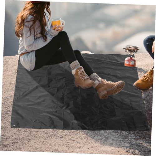 Angoily Waterproof Outdoor Picnic Blanket Mat with Oxford Fabric, Foldable Portable Camping Ground Sheet for Beach, Tent, and BBQ Use – Black, Moisture-Resistant Picnic Pad