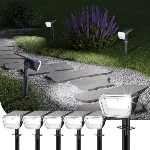 Linkind Solar Spot Lights Outdoor Waterproof IP67, 60 LED Solar Flood Lights 30% High Conversion Landscape Lighting for Garden Yard Pathway (6 Pack, Cool White) - color: Cool White, size: 6 Pack