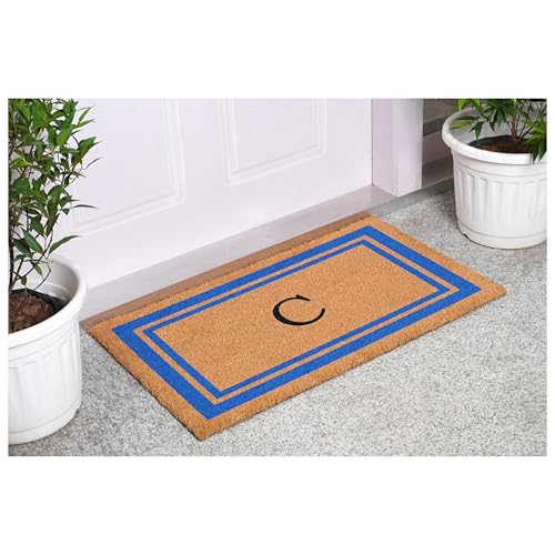 Calloway Mills 152972436C Blue Border 24" x 36" Monogram Doormat (Letter C) - color: Letter C, size: 2' x 3' (Rectangular)