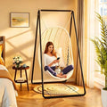 Hammock Chair Stand,Heavy-Duty Steel Hammock Stand,300LBS Multi-Use Swing Stand for Outdoor Indoor，Hammock Chair not Include, Black (Fast Delivery from USA)