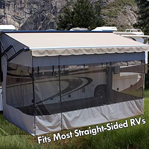ShadePro Villa RV Awning Screen Room - Add Space Under Your RV Awning - Camper Screen Room for RV Patio or Porch Enclosure - Size 20 Feet - size: 20'