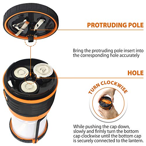 AYL LED Camping Lantern, Battery Powered LED 1800LM, 4 Camping Lights Modes, Perfect Lantern Flashlight for Hurricane, Emergency Light, Storm, Power Outages, Survival Kits, Hiking, Fishing, Tent, Home - size: 1 Pack