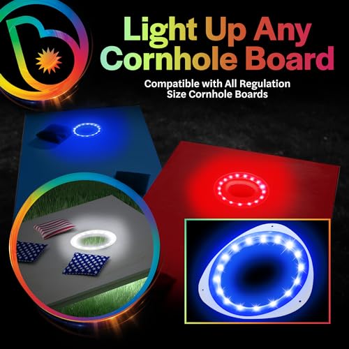 Brightz LED Cornhole Board Ring Lights, 2-Pack - 48-Hour Battery Life - Illuminate Your Game with Dazzling Glows and Ultimate Style for Non-Stop Evening Fun and Excitement (Includes Hole Lights Only) - color: Orange