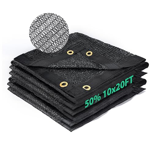 Kesfitt 50% Shade Cloth 10x20 ft, Breathable HDPE Mesh Sun Shade Tarp for Garden & Greenhouse, UV Resistant Outdoor Shade Fabric with Copper Grommets for Plants, Patio, Yard - size: 10ftx20ft, style: 50% Shading Rate