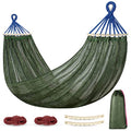 Outerman Camping Hammocks 290 * 150cm(Max 550lb),Breathable Soft Nylon Hammocks with Balance Beam Sturdy Metal Knot Tree Ropes and Travel Bag, Perfect for Outdoor/Indoor Patio Backyard etc. - color: Green