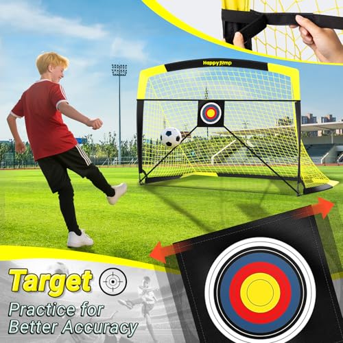 Happy Jump 7x5 FT & 5x3.6 FT Portable Soccer Goal for Youth Players Ages 6–14, Large-Frame Design Built for Long-Term Development, Easy Setup for Backyard, Park or School Training - style: 7x5 FT, 2 Set Upgrade