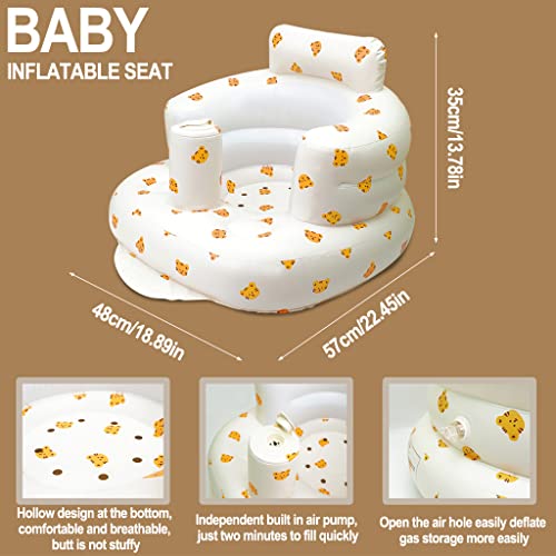 AirSwim Inflatable Baby Chair, Inflatable Baby Seat for Babies 3 Months and Up, Summer Blow Up Chair with Built in Air Pump, Bumbo Seat for Learning to Sit, Palying, Camping, Tiger - color: Tiger