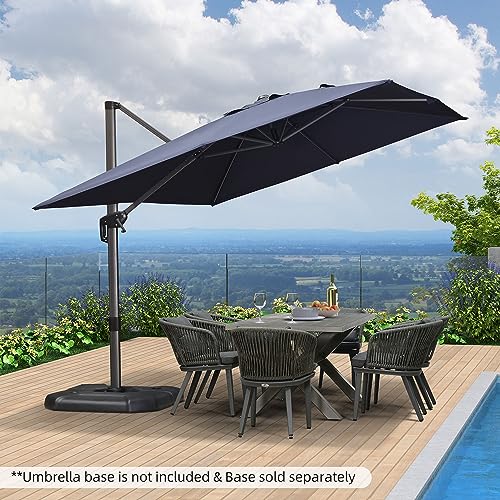 PURPLE LEAF 9' X 11.5' Patio Umbrella Outdoor Cantilever Rectangle Umbrella Aluminum Offset Umbrella with 360-degree Rotation for Garden Deck Pool Patio, Navy Blue - color: Navy Blue, size: 9' X 11.5', style: Standard