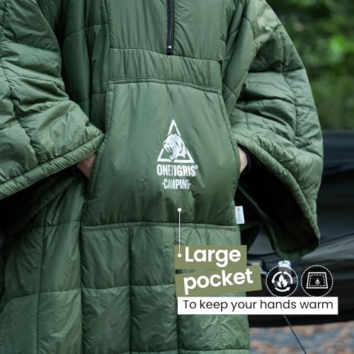 ONETIGRIS Camping Blanket with with Recycled Synthetic Insulation,Wearable Hoodie Blanket | Ultralight Water-Resistant Warm Camping Blanket for Outdoor, Hiking, Stadium - color: 2pcs-green