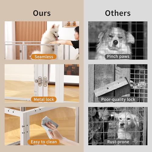 Clear Acrylic Dog Play Pen Indoor - 59 Inch 10-Panel Pet Enclosure for Small Dogs & Cats, Outdoor Use with Door, Easy Assemble & Cleaning