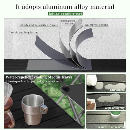 Adjustable Height Aluminum Folding Camping Table，Folding Grill Table，for Outdoor, Camping, Beach, BBQ, Patio, and Picnic, Durable & Waterproof with Carrying Bag(Large-Size) - size: large-size