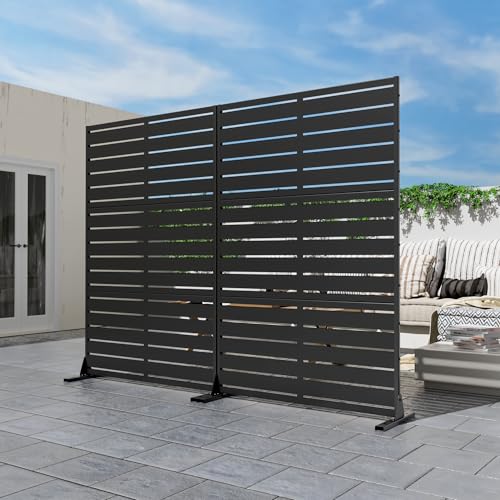 Casaphoria Metal Privacy Screen Outdoor, 72" H x 47" W Freestanding Decorative Privacy Screen for Patio Deck Balcony Garden with Stable Base, Black-Adams - color: Black-adams-6