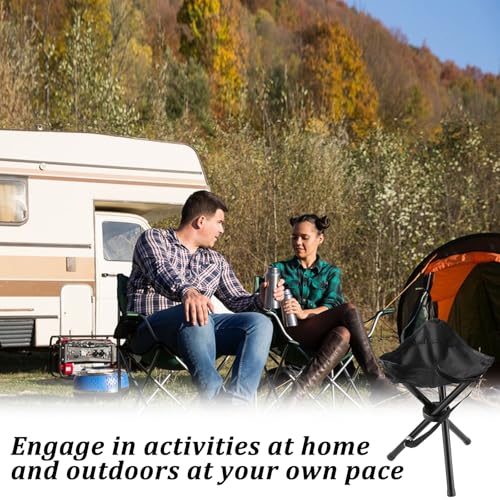 2PCS Portable Folding Camping Stool,Travel Outdoor Tripod Seat,Black Folding Camping Chairs for Camping Party Picnic Beach Garden Lawn Walking Hiking - color: Black