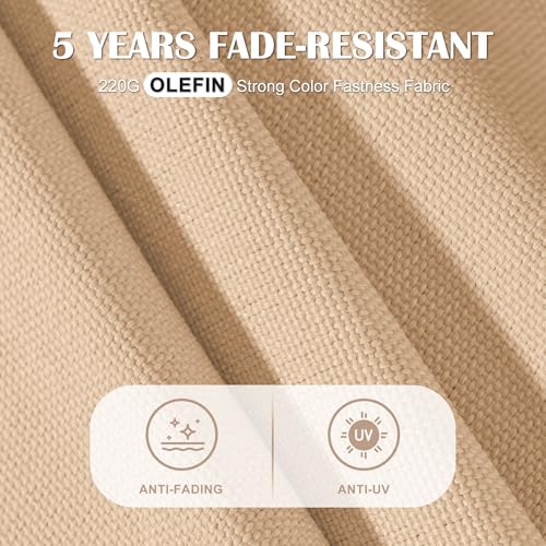 Sundale Outdoor Olefin 5-Year-Non-Fading Solar 104 LED 11FT Solar Patio Umbrella with Sand Bag Base, Outdoor Umbrella with Tilt and Crank, Tan - color: Tan, size: 11FT