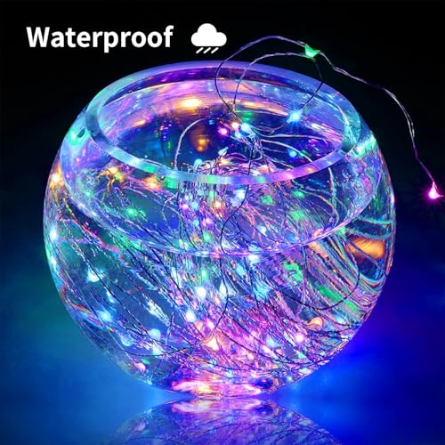 2 Pack Solar Fairy Lights Outdoor, 33 Feet 100 LEDs 8 Modes String Lights for Outside, Waterproof Solar Outdoor Light for Patio Yard Christmas Tree Halloween Wedding Party Decorations, Colorful - color: Colorful, size: 2 Pack 100 LEDs