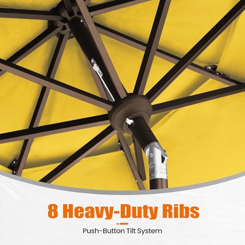 EliteShade USA 10-Year-Non-Fading 10ft 3-Tier Market Patio Umbrella, Commercial Grade Outdoor Table Umbrella with Crank Open, Windproof & UPF 50+ UV Protection, Heavy Duty Ventilation for Garden, Deck, Pool, Backyard, Beach & Bistro, Sunflower Yellow - co