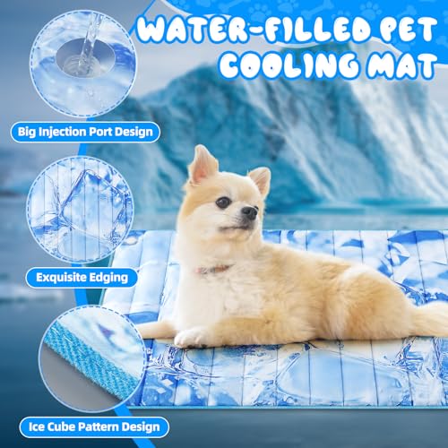 Chunful 4 Pack Dog Cooling Mat Water Injection Pet Cooling Mat for Dogs Cats with Storage Bags Washable and Foldable Pet Pad Summer for Small Medium Large Breeds of Doggy Bed Sofa Floor Car Seat (XL) - size: XL