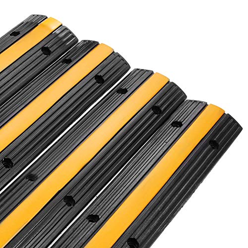 Reliancer 4 Pack 1-Channel Rubber Cable Protector Ramp Traffic Speed Bump 18000lbs Capacity Heavy Duty Cable Protective Cover Ramp Driveway Hose Cord Track Protector Wires Concealer for Garage Parking - size: 4 Pack 1-Channel
