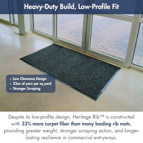 Notrax Heritage Rib™ Commercial Indoor Door Mat Office Rugs – 3' x 6' Red/Black Front Door Mat with Double Rib 22oz Yarn, Non-Slip Vinyl Backing – Durable Entryway Rug Made in The USA – 117S0036RB - color: Red / Black, size: 72"L x 36"W x 0.4"Th