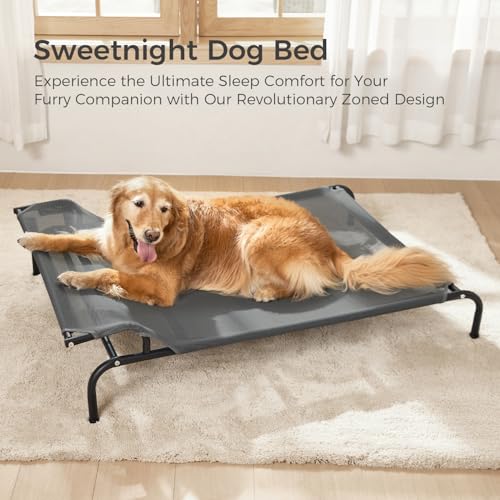 Sweetnight Elevated Dog Bed with Headrest for Large Dogs | Waterproof Raised Dog Cot for Outdoor - 43inch Heavy Duty Steel Frame Dog Bed&Easy Assembly，Supports 66-88 lbs, L - size: L, style: Classic