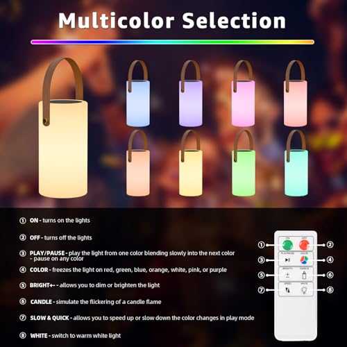 2-Pack Solar Table Lamp Outdoor Water-Resistant LED Portable Solar Lantern Warm RGB Rechargeable Cordless Lights for Patio Deck Camping - color: Bronze