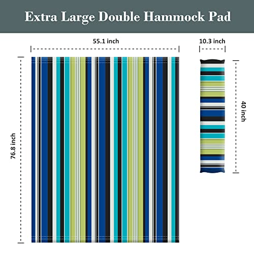 SUNCREAT Outdoor Double Hammock Pad, Soft Comfortable Polyester Pad, Green Stripes - color: Green Stripes