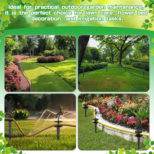 Zonon 4 Packs Metal Garden Hose Guide Stakes 13.8 Inch Heavy Duty Cast Iron Hose Holder Spike with Decorative Flower Fairy Rust Resistant Guides for Garden Lawn Yard Farm Outside Plant Protection - style: Classic