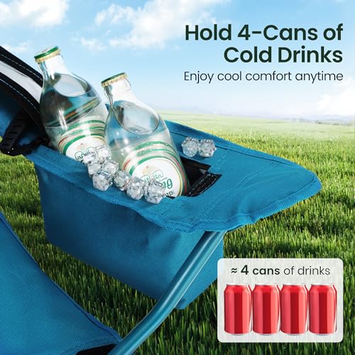 HIGH POINT SPORTS 2 Pack Portable Camping Chair for Adults, Folding Outdoor Camp Chair Lightweight Lawn Chairs Folding Collapsible Chair for Camping, Tailgates, Beach, Blue, Support 250 lbs - color: Blue