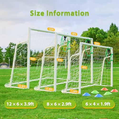 Soccer Goal 12×6, 8×6 and 6×4 FT Soccer Goals for Backyard, 2"Diameter Steel Soccer Goal for Kids and Adults Large soccer goal Powder Coated Galvanized Steel Post With Soccer Target Net for Training - style: 6'W×4'H