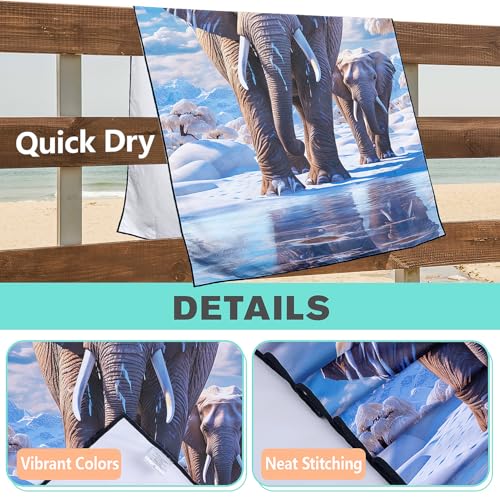 Glacier Elephant Beach Towel Oversized 36" x 72", Thin Lightweight Sand Free Quick Dry Microfiber Towel for Swimming Pool Cruise Camping Travel - color: Color_5