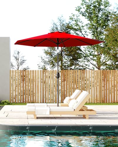 GarveeLife Outdoor Patio Umbrella, Table Market Umbrella with Push Button Tilt and Crank, 8 Sturdy Ribs UV Protection Waterproof for Garden, Deck, Backyard, Pool