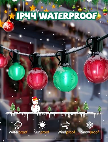 25Ft LED Christmas Outdoor String Lights, G40 Globe String Lights with 27 0.6W Red Green Bulbs, Vintage Christmas Lights for Holiday Party Backyard Wedding Garden Patio Porch Decor - color: Frosted Red/Green, size: 25Ft