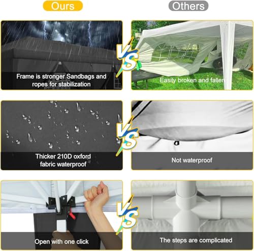 COBIZI 10x30 Pop Up Canopy Tent with 5 Sidewalls Party Tents for Parties Wedding Backyard Waterproof Outdoor Commercial Canopy Event with Sandbags, Black - color: BLACK, size: 10x30FT with 5 sidewalls