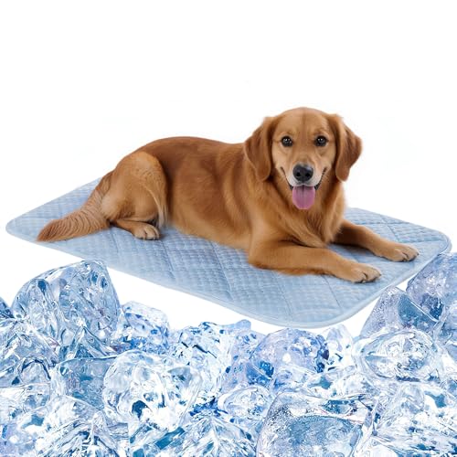 Dog Cooling Mat, Washable Cooling Mat for Dog, Foldable Kennel Pet Bed, Cool Pad (Cool &Warm Surface) for All Seasons Use, Pet Pads for Cats Use in Crate (35.4x23.6 Inch) - size: 35.4x23.6 Inch