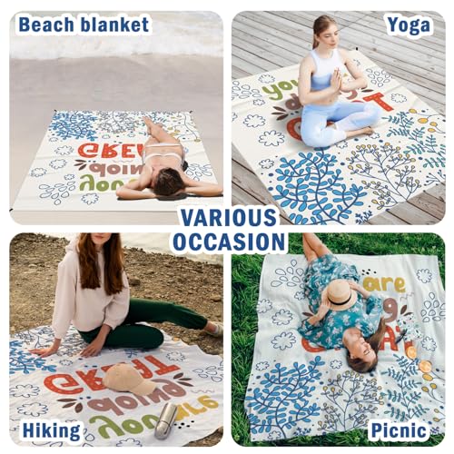 Inspirational Floral Pocket Picnic Blankets, You are Doing Great Mini Beach Camping Blanket Waterproof, Spring Rustic Outdoor Picnic Blanket Mat Gifts for Kids Girls Campsite Travel 55x60in - color: Floral