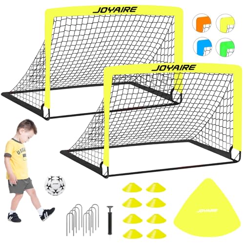 Pro-Grade Kids Backyard Soccer Goal, Tear-Resistant 5-Layer Polyester Soccer Net & 10mm Poles for Maximum Durability, 4x3ft/6x4ft/7x5ft, Pop Up Portable Soccer Training Equipment Set with Size 4 Ball - size: 4 ft x 3ft, style: Yellow