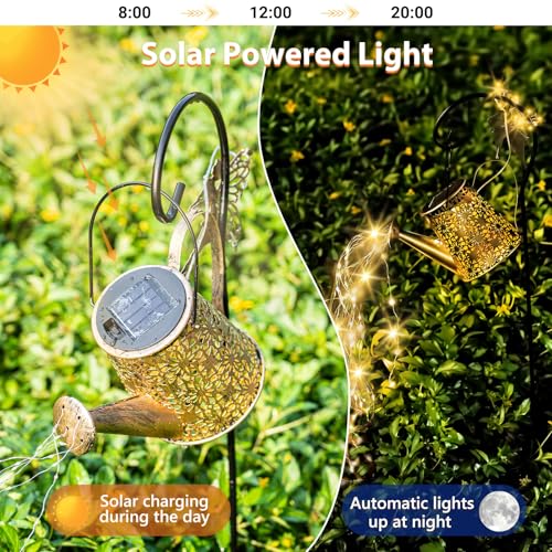 SRNPMIU Solar Watering Can Light, Solar Outdoor Decorative,Garden Decor Lights for Yard, IP65 Waterproof Hanging Lantern Landscape Lights, Garden Gifts for Mom, Grandma Women Birthday - color: Yellow