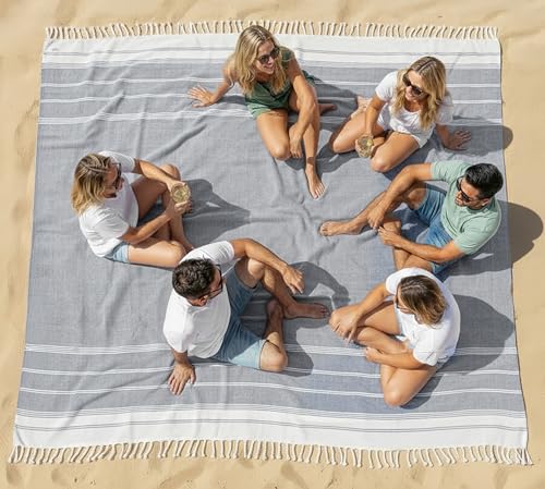 LANE LINEN Camping Blanket - Large Beach Towel, Beach Accessories with Oversized Comfort (82"x82"), Sandproof, Perfect for Seaside Adventures, Park Gatherings, or Family Beach Days – Navy Blazer - color: 32: Navy Blazer, size: Beach Blanket (80" x 80")