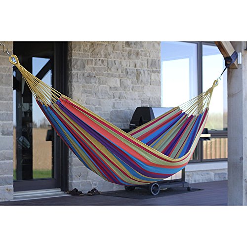 Vivere Brazilian Style Double Hammock Patio Outdoor Hanging Swing, Rio Night - color: Rio Night