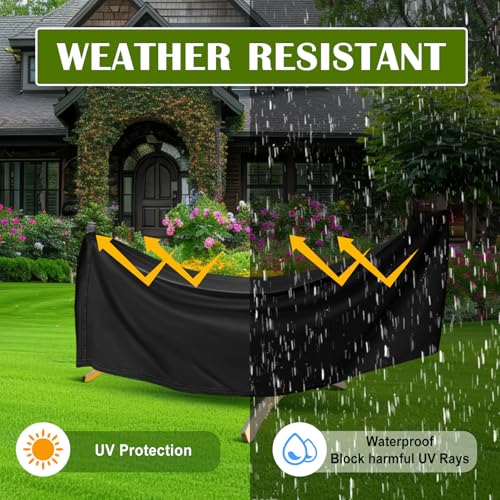 Tranqun Hammock Cover 188" W x 58" D x 20" H, Fits 14-16 ft Hammock Stand, Heavy Duty 420d Oxford Waterproof UV Resistant Outdoor Patio Cover with Adjustable Buckle Straps, Double Stitched Seam(Black) - color: Black