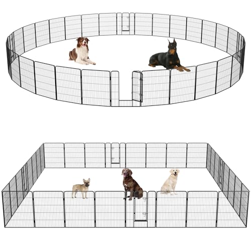 FDW Dog Playpen Dog Pen Dog Kennel 32 Panels 40 Inch Hight Indoor Outdoor Folding Metal Portable Puppy Exercise Pen Heavy Duty Dog Fence for Yard Camping,Black - style: 32 Panels