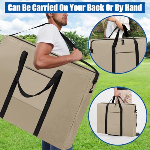 SIRUITON Folding Table Storage Bag, Portable 600D WaterProof Carry Bag for Folding Picnic/Camp Tables with Reinforcing Plate & Shoulder Strap, 25" D x 25" W x4.7 H Fits 4FT Folding Tables - size: Khaki - 4ft Folding Tables Bag