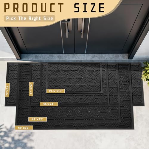 Yimobra Extra Large Door Mat 60x36, All-Weather Waterproof Non-Slip Welcome Matt Outdoor, Heavy Duty Non Slip Doormat for Entryway for Patio and Garage Indoor, Easy Clean, Black - color: Black, size: 60x36 Inch